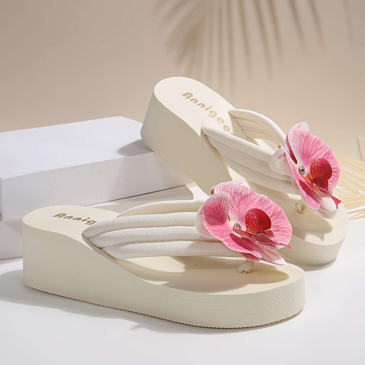 Ladies Summer Flip Flops White Uk 6