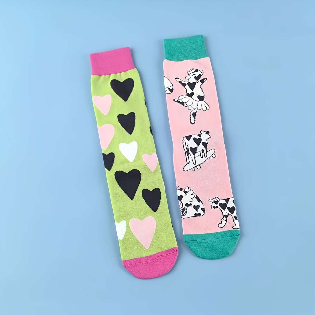 Women S Socks Color Mixed Colorscow Heart1 Pair Size Onesize