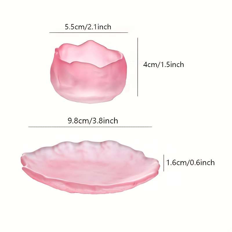 Bowl Style Transparent Pink Irregular Tea Cup  Thickened Base