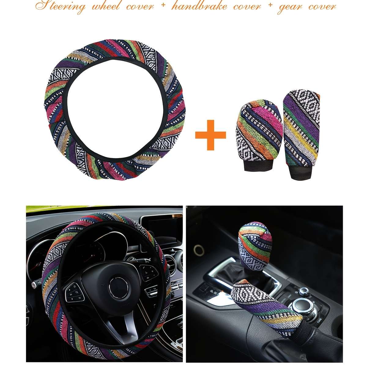 Car Steering Wheel Cover Colored Linen