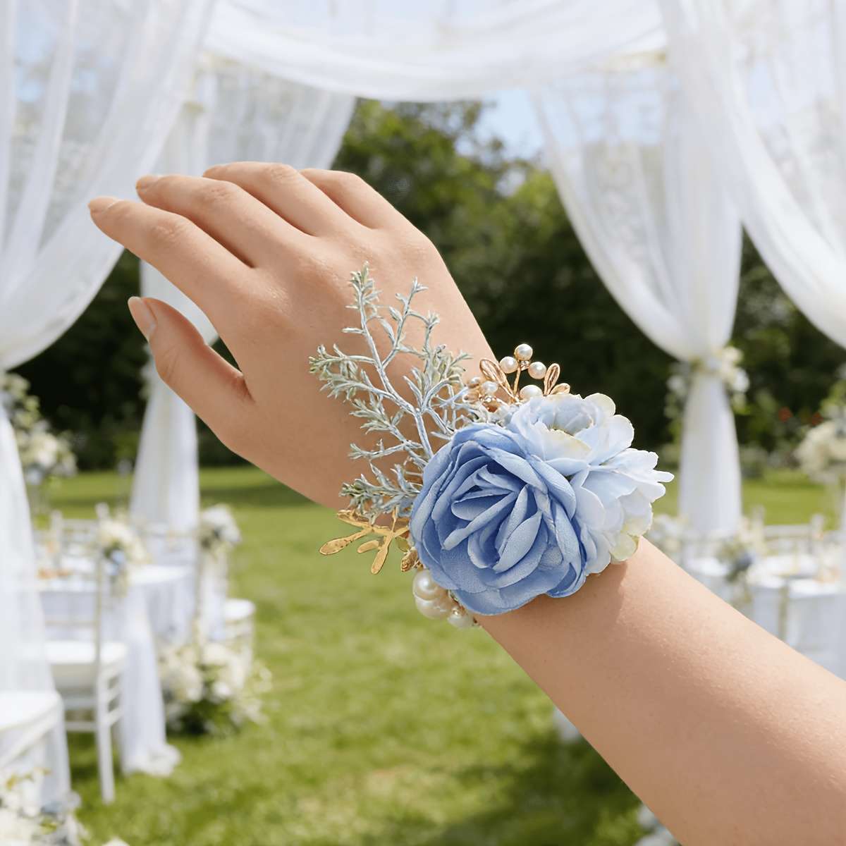 Wedding Supplies Color 6Pcs Light Purple Wrist Flowers