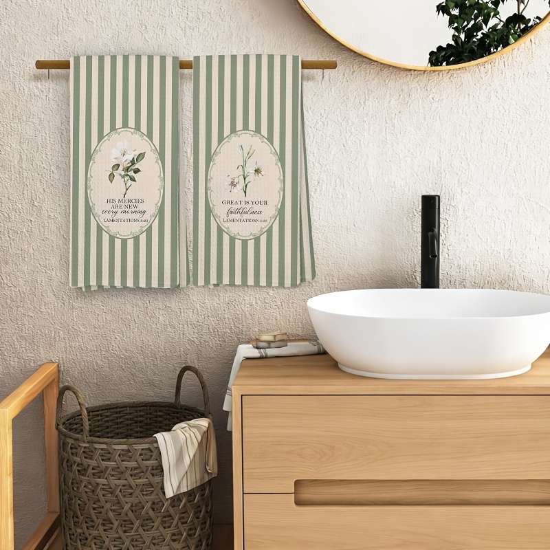 Rag Color 2 Pack Green Striped Floral Bible