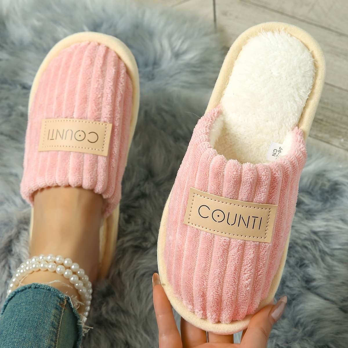 Cotton Slippers Color Grey Sizeuk 6.5-7