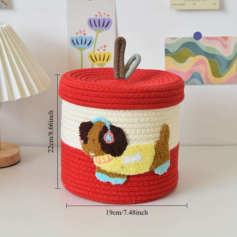 Storage And Organizationcolor Red Cover And Red Bottom Yellow Earphone Puppy 22 X 19