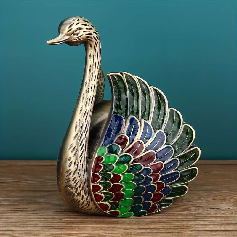 Swan 3d Metal Ashtray With Lid Vintage Elegant Swan Shaped Smoke Ash Model