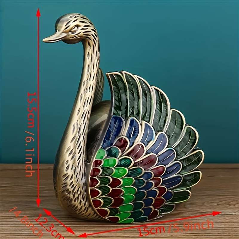 Swan 3d Metal Ashtray With Lid Vintage Elegant Swan Shaped Smoke Ash Model