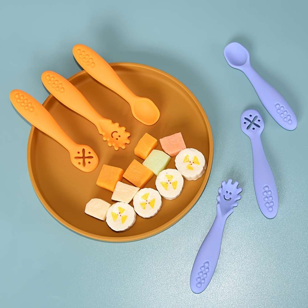 3pcs set Silicone Feeding Spoons for Youngsters Silicone Spoons for Easy Grasping Licking S
