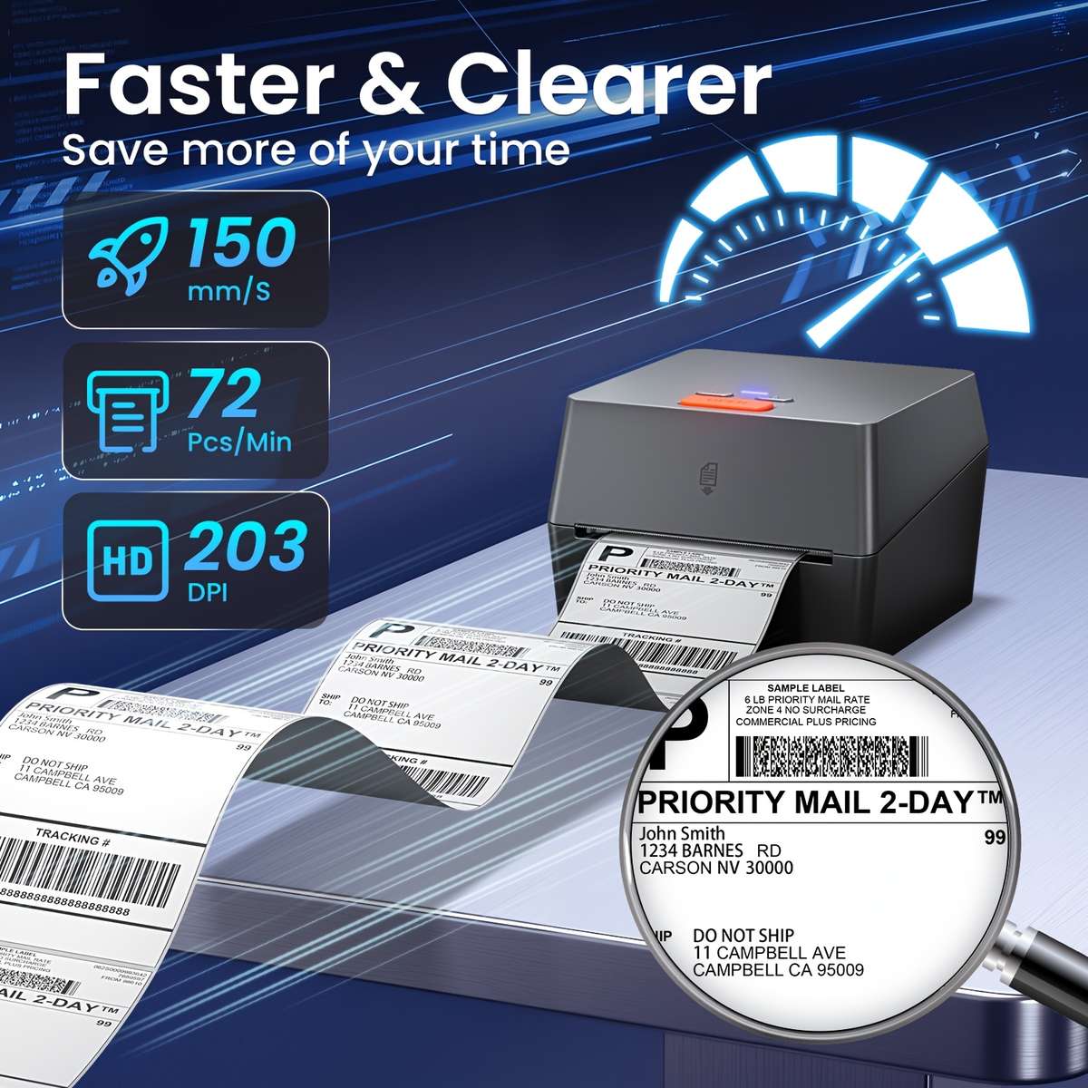 Printer Model Gray Printer  1 Roll Of 10.16X15.24Cm Thermal Labels
