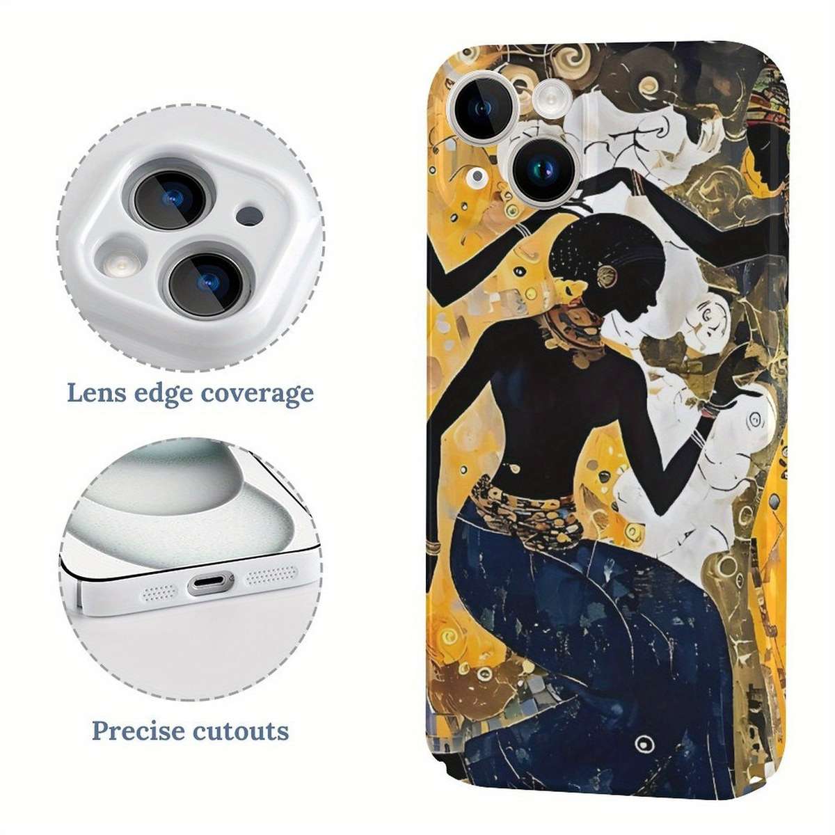 1Pc White For iPhone 15 Pro Max Dance African Beauty Phone Case