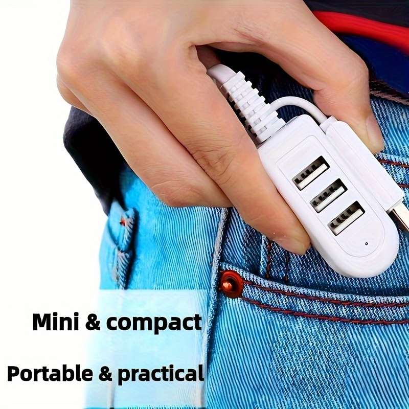 1pc 30cm 3in1 USB Multi-Port Adapter Cable 3 USB Charging with Data Transfer Night Light Car