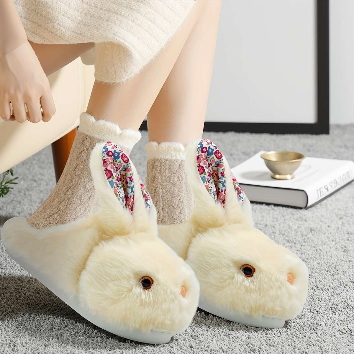 Cotton Slippers Color White Sizeuk 6.5-7