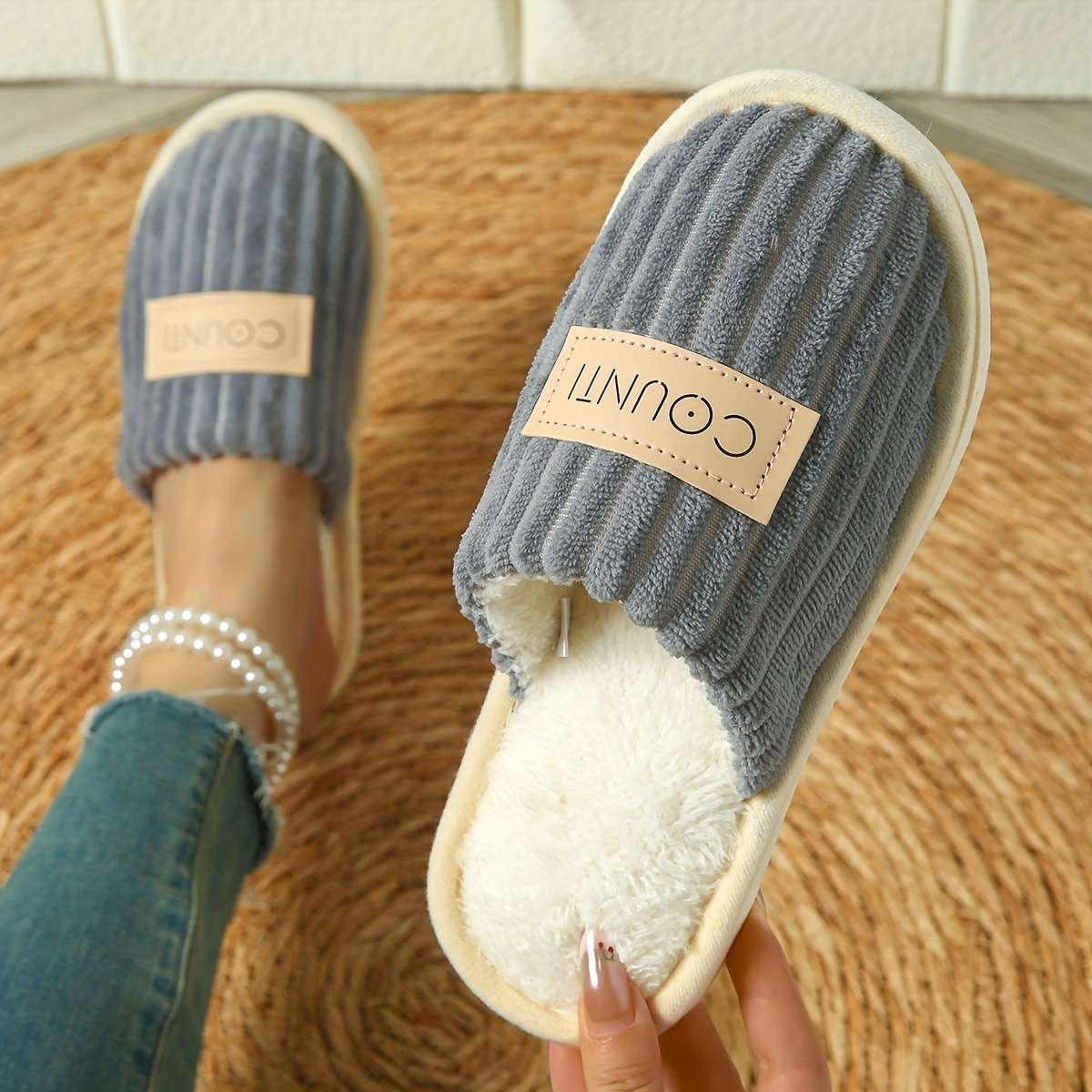 Cotton Slippers Color Grey Sizeuk 6.5-7