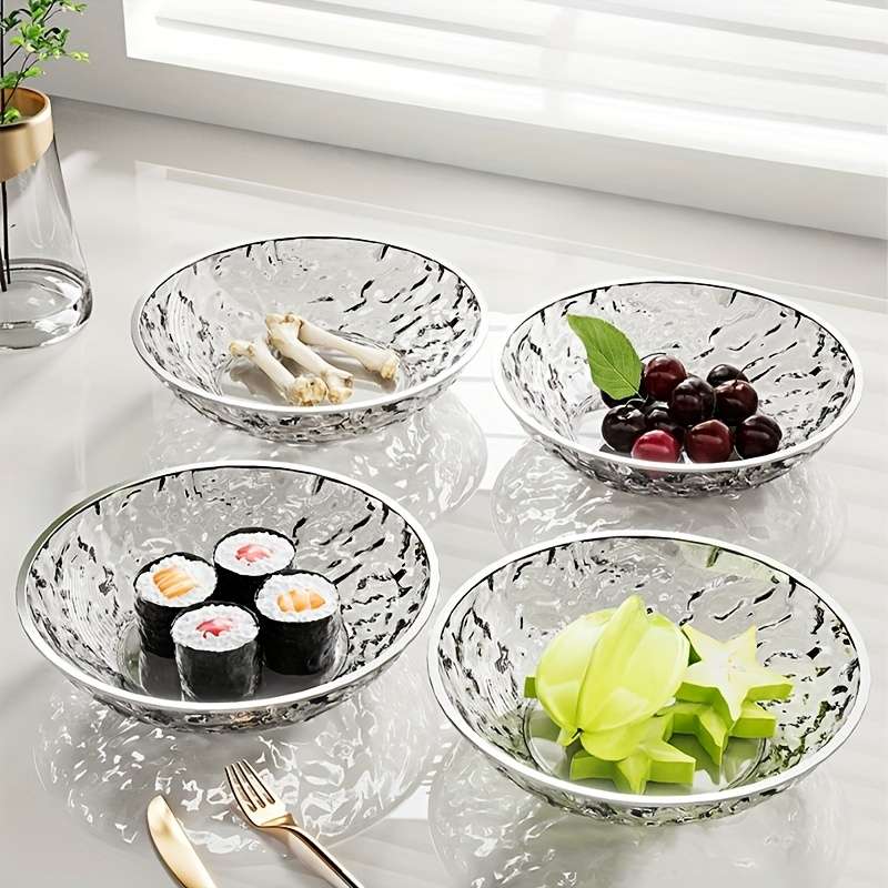 Bowl Color Silvery Edge Round 4Piece Set White