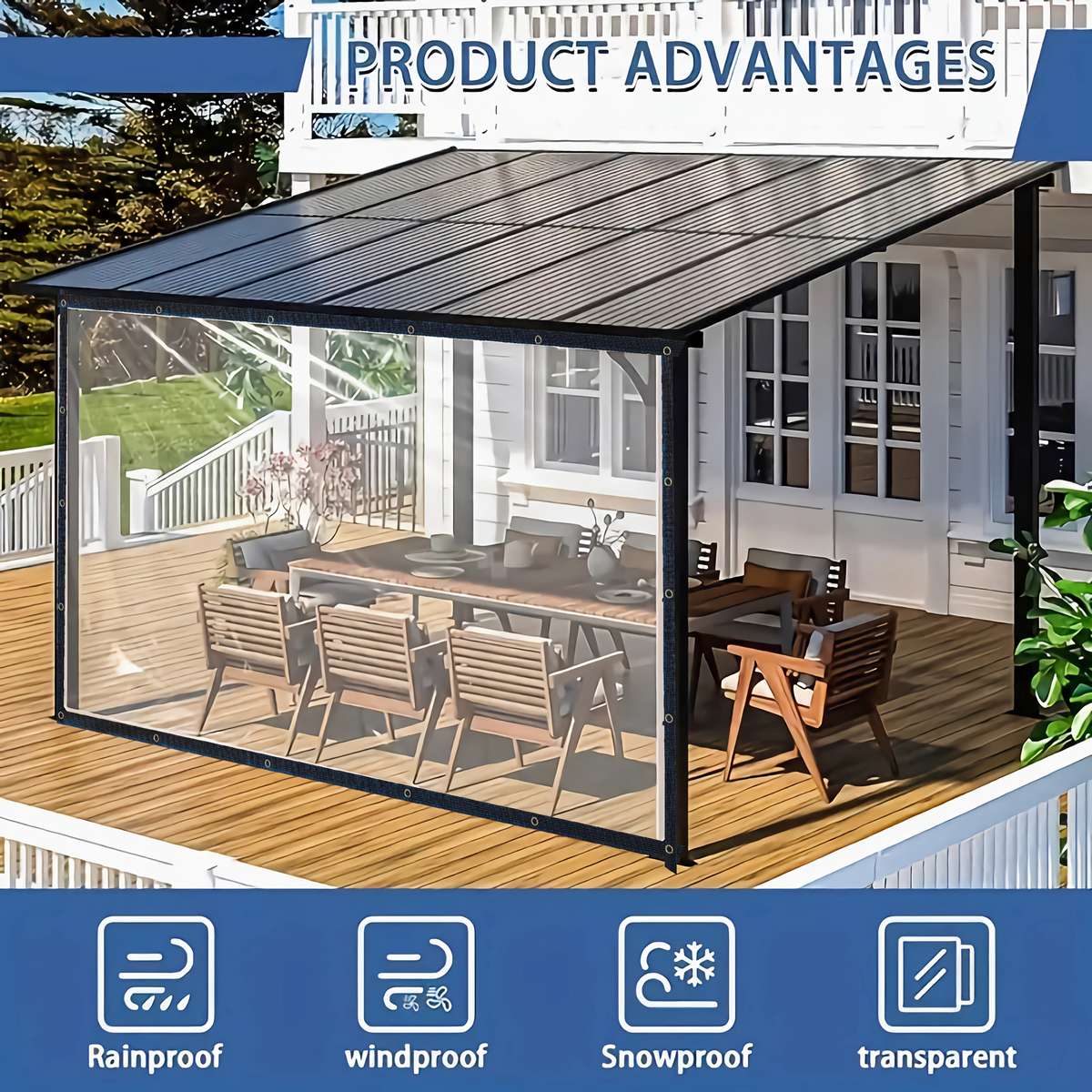 Transparent Rainproof Fabric Size 2.5M X 6.0 M 8.2 * 19.7Ft