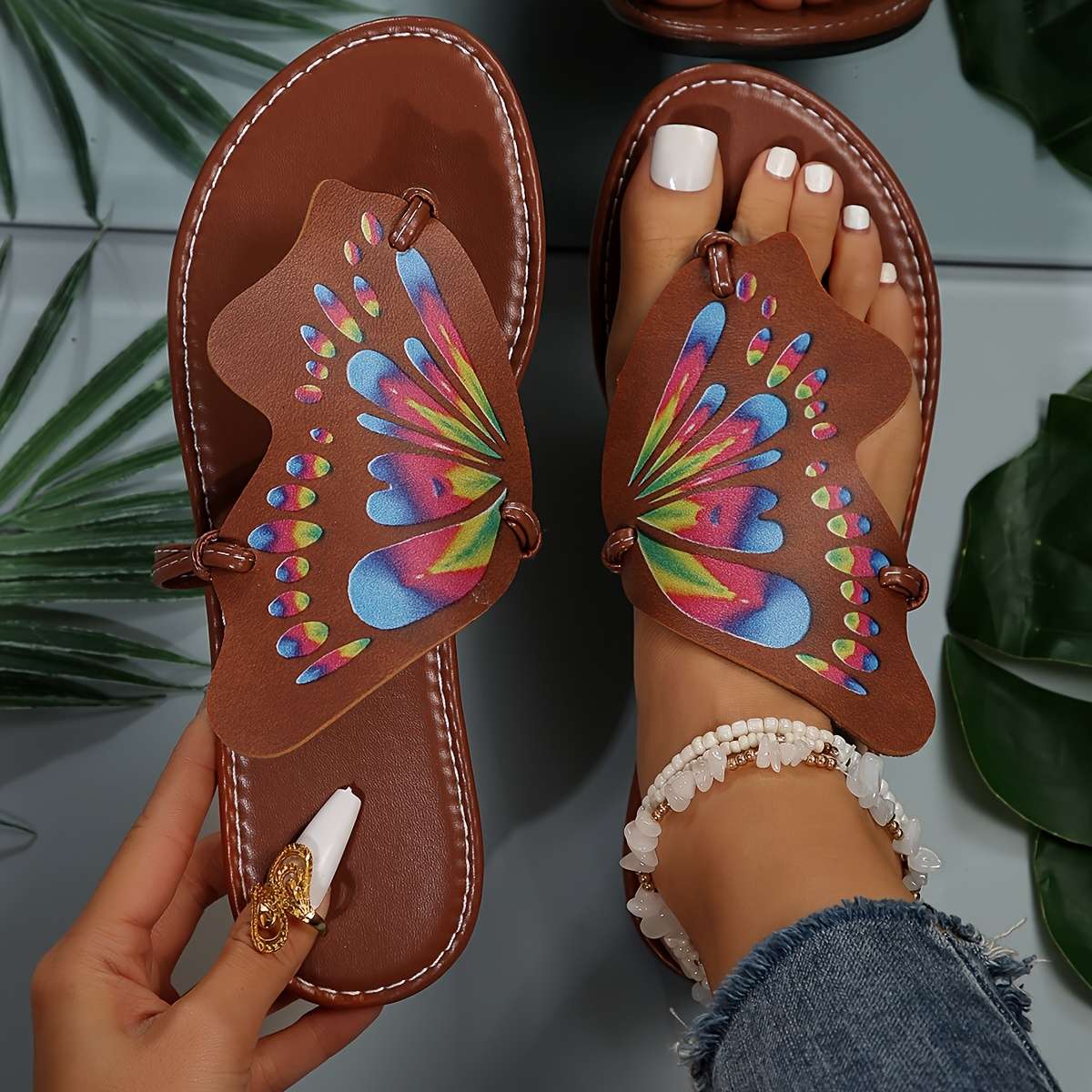 Ladies Summer Flip Flops Red Uk 7.5