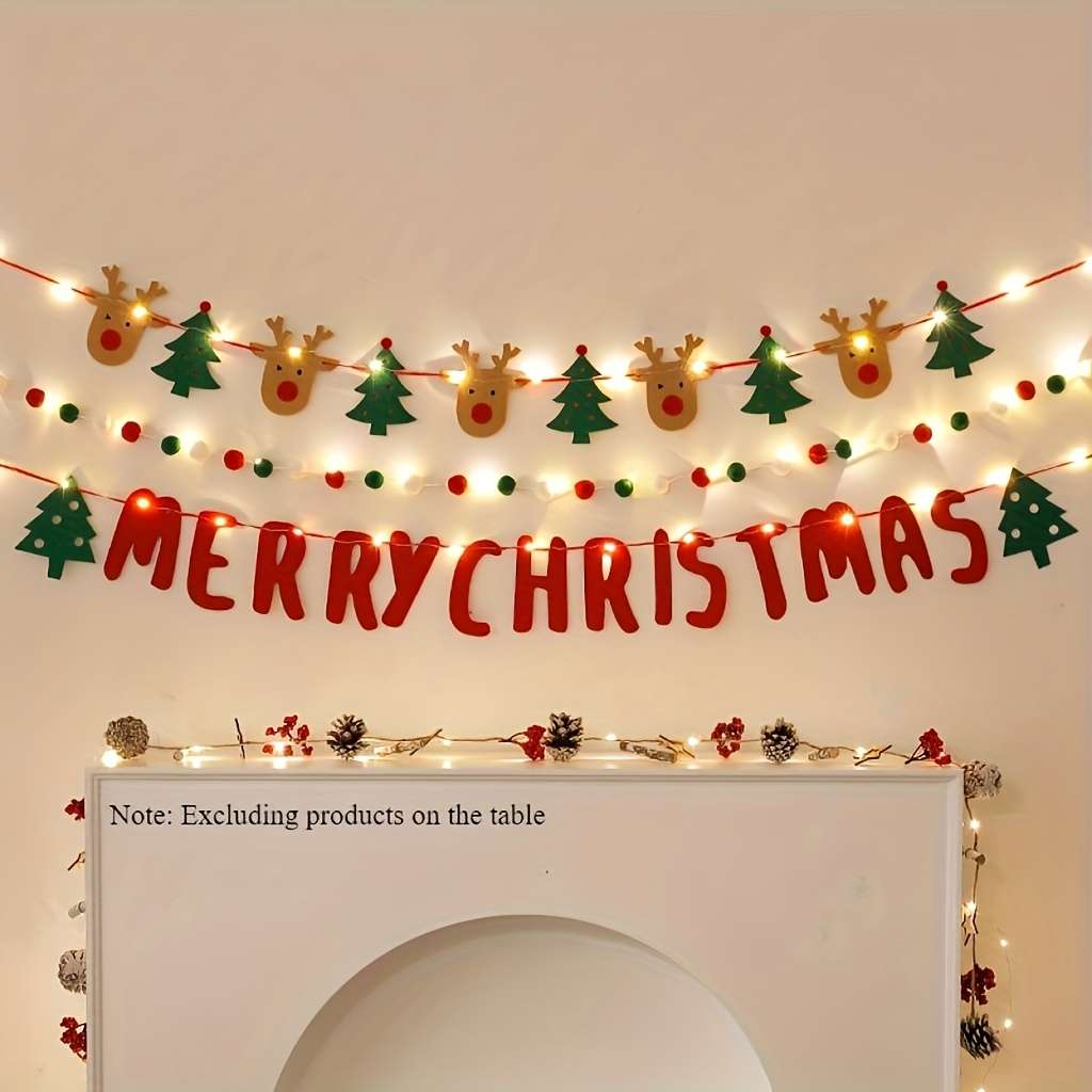 Christmas Lights Christmas Tree And Deer Flag