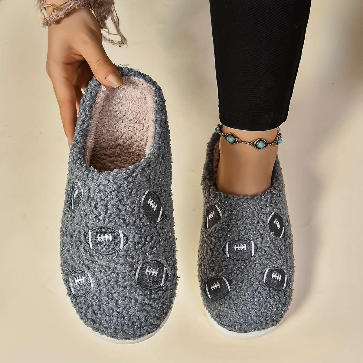 Cotton Slippers Color Grey Sizeuk 7.5-8