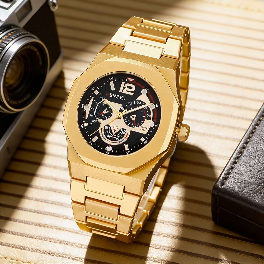 5PCS Fashion Casual Elegant Round Retro Canvas Strap Quartz Mens Watchquantity