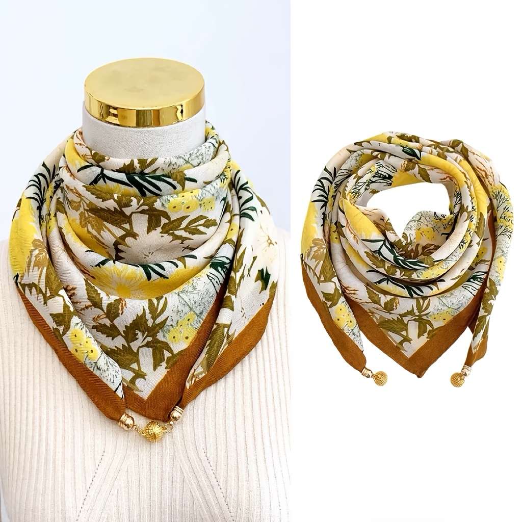 Comfortable Exquisite Versatile Square Women Scarf With Bohemian Floral Design