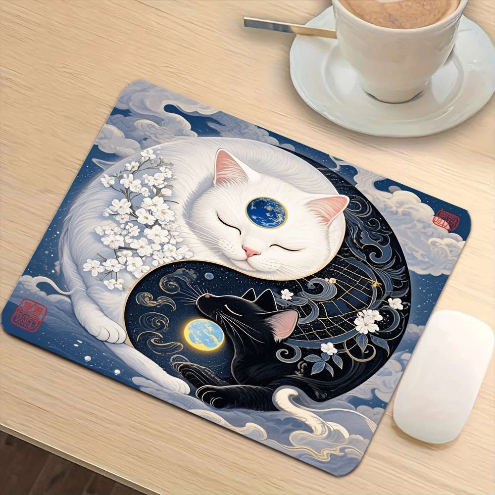 Artistic NonSlip Yang Mouse Chinese Yang Symbol For Pro Gaming White