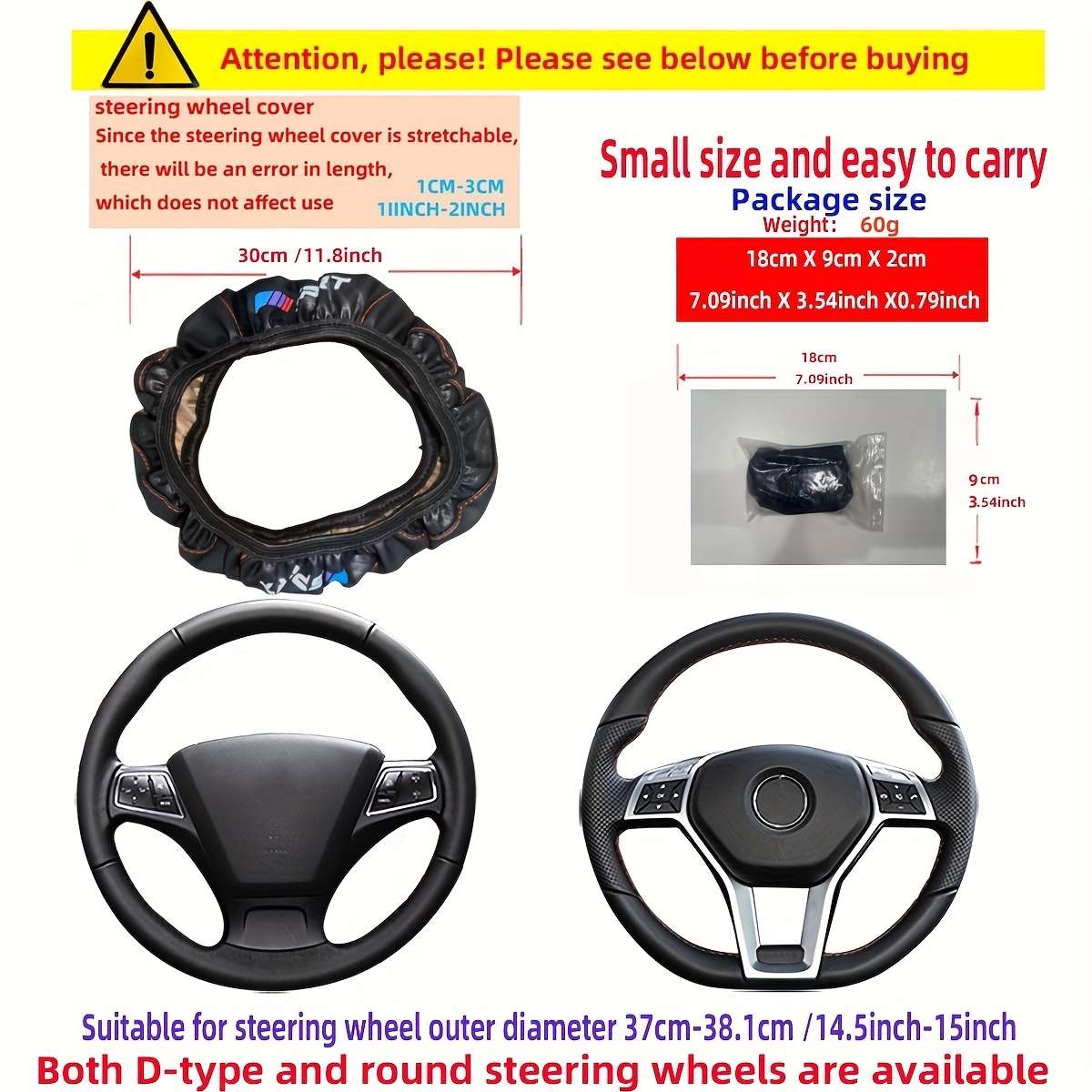 Car Steering Wheel Cover Black