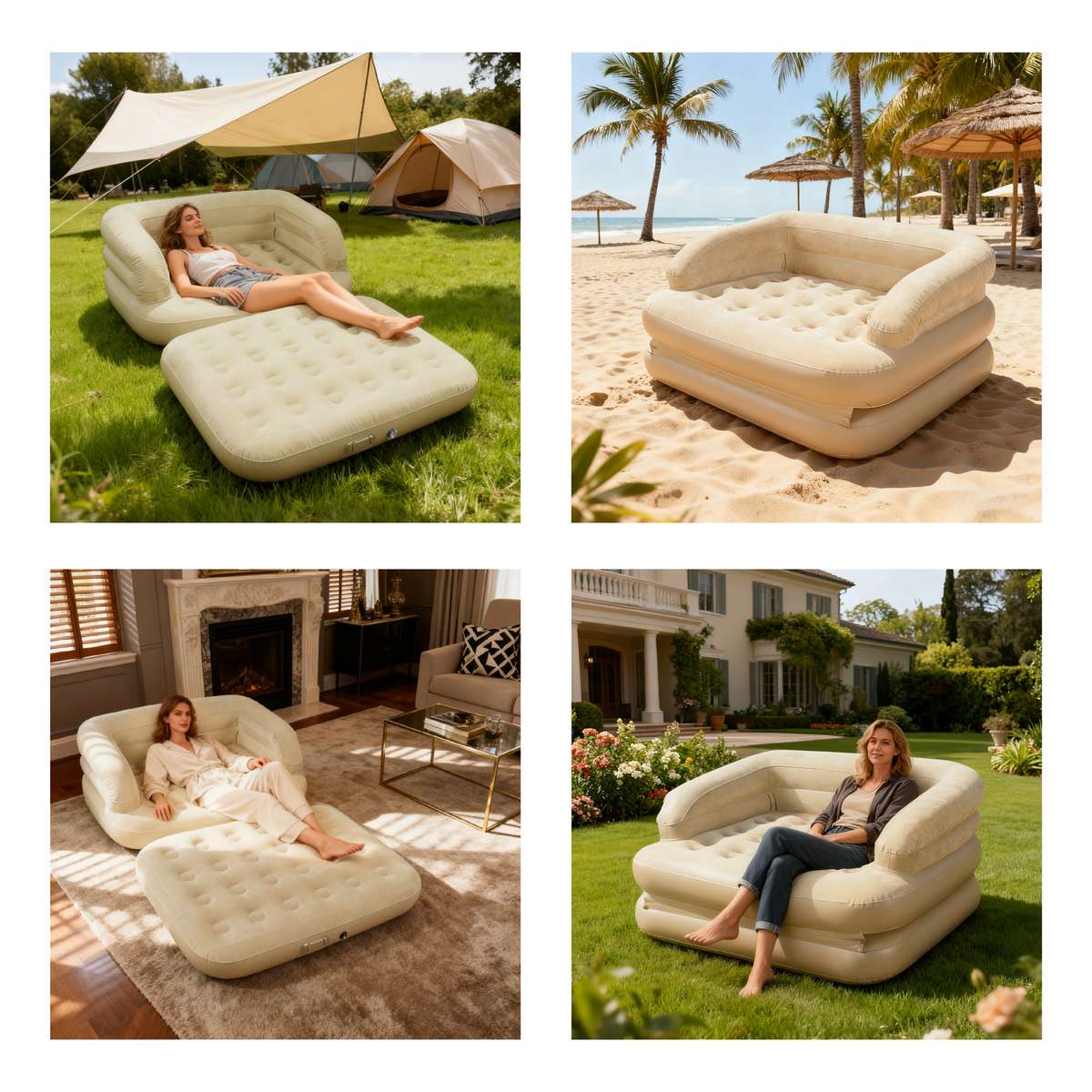 2 In 1 Queen Air Sofa Bed Mattress Headboard Multifunctional Electric Pump Two