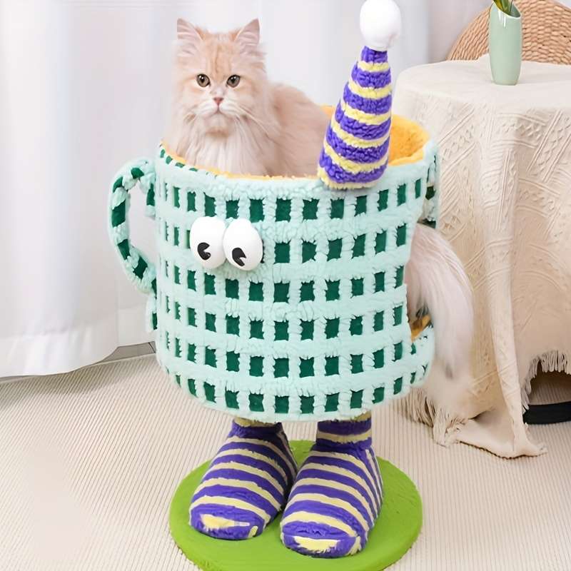 Pet Supplies Color Three  Layer Double Column Foot Cup Cat Climbing Frame Green Cup Model
