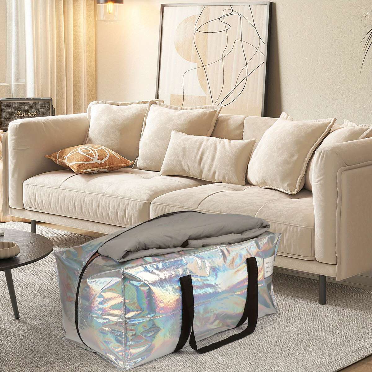 2Pcs Large Moving Bags Rainbow Pink Storage Pink Rainbow 2 Pcs