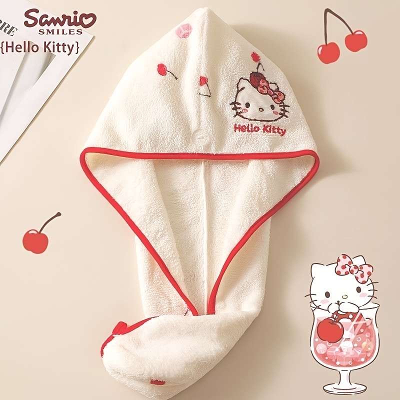 Hair Turban Cherry Kitty Dry Hair CapWhite