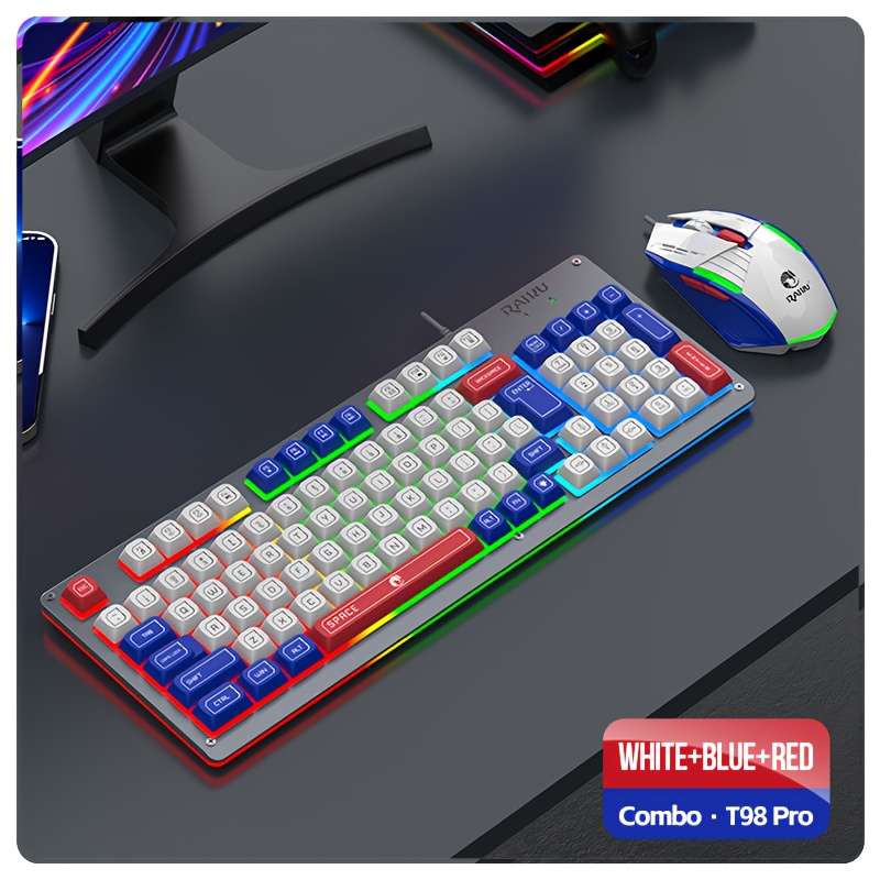 Keyboard Color White Blue Red Items Keyboard+mouse Set