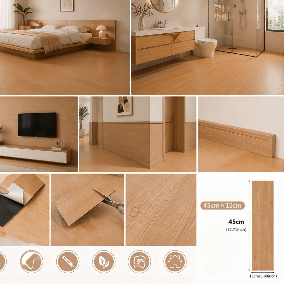 Self Adhesive Floor Stickers Wood Texture 10Pcs
