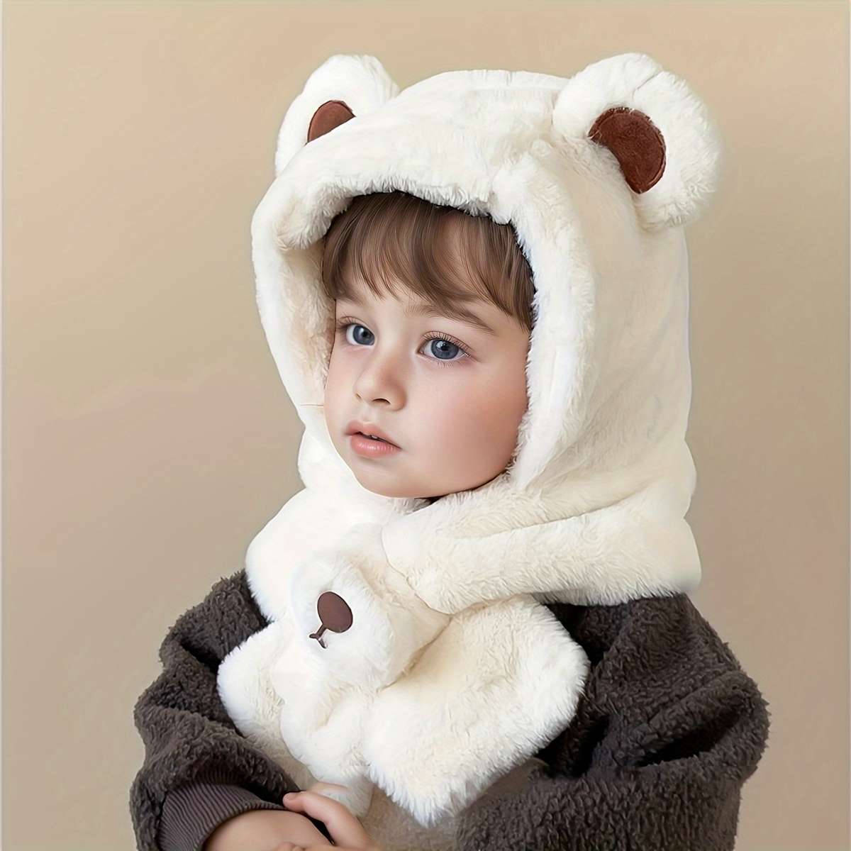 Hat Color  Bear Plush One Piece  White