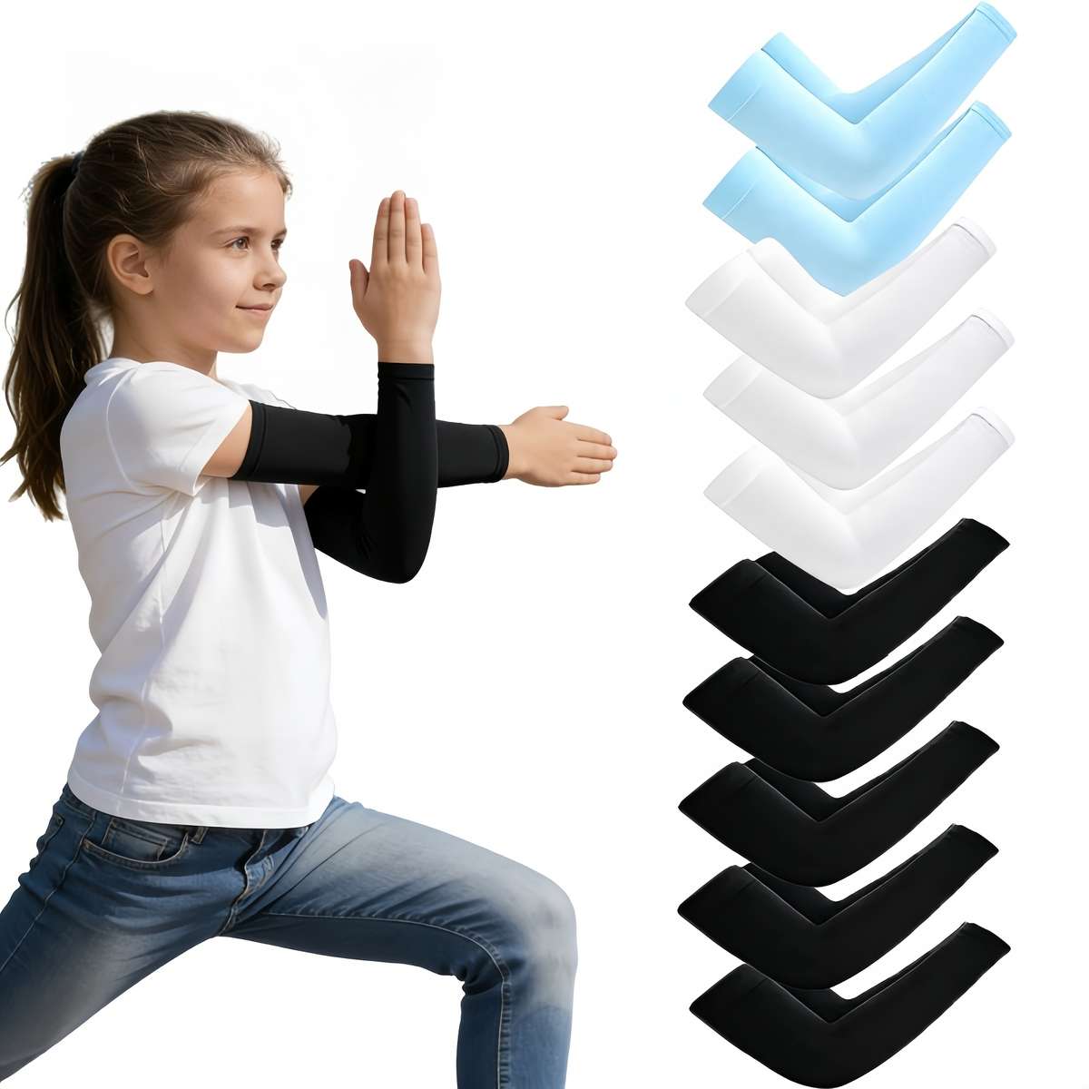 Sunscreen Sleeves Color 10 Pairs 5 Pairs Black 5 Pairs White