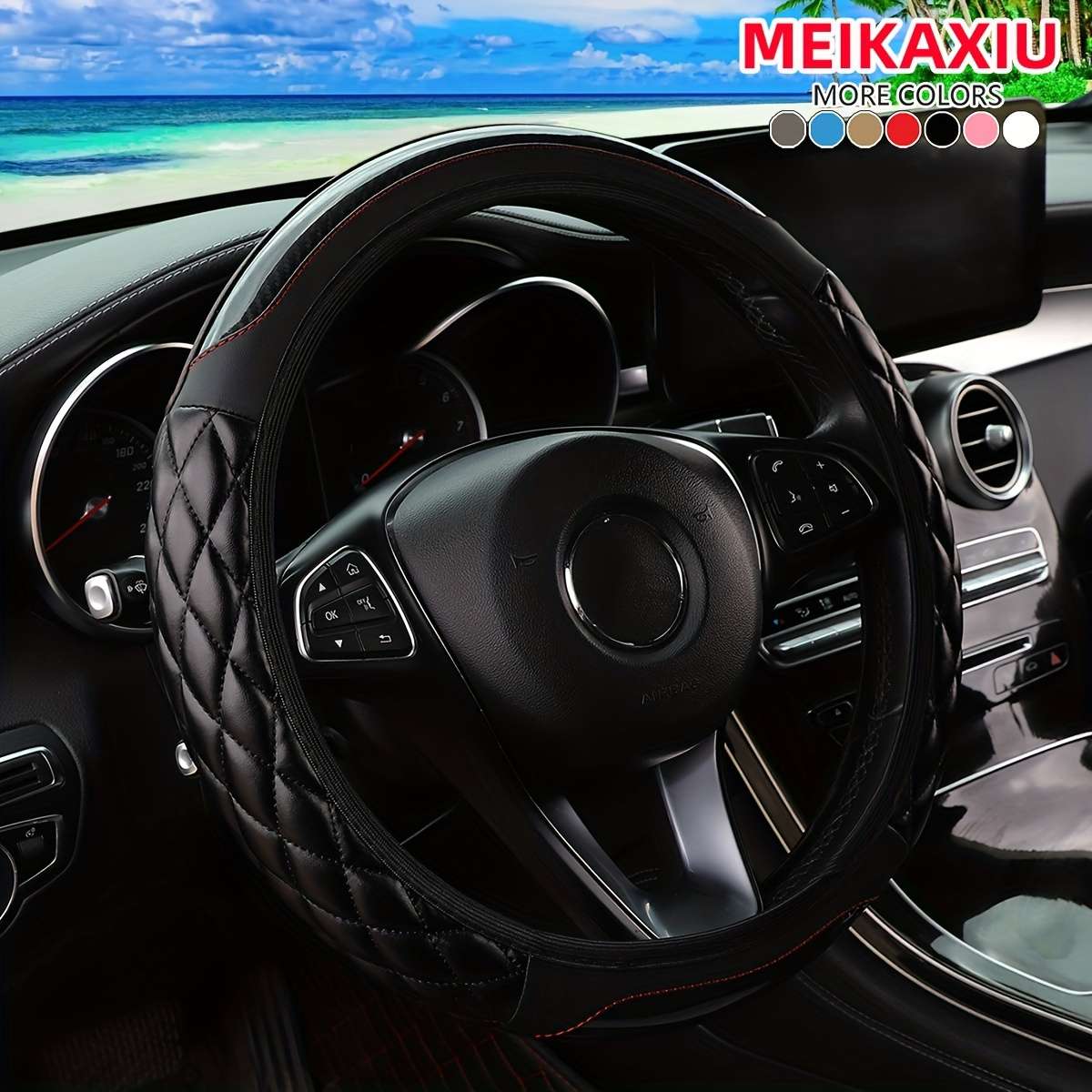 Car Steering Wheel Cover Beige