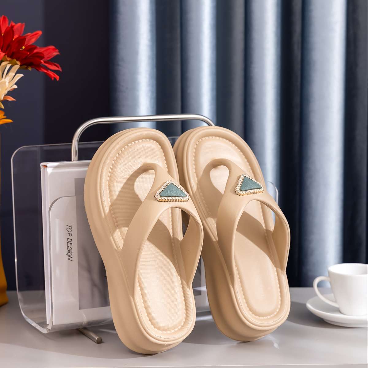 Ladies Summer Flip Flops White Uk 4.5-5