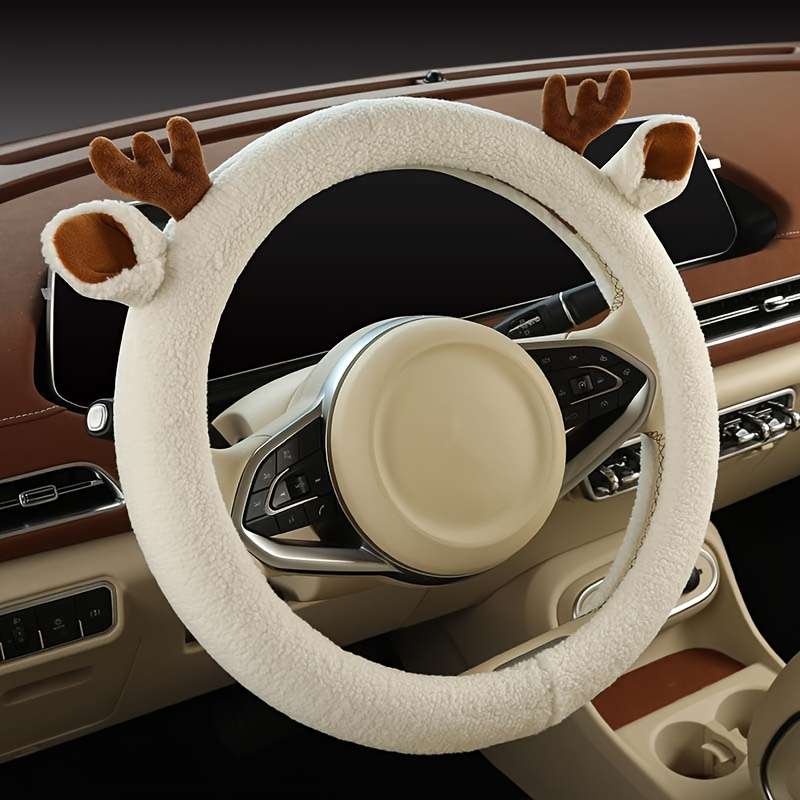 Car Steering Wheel Cover White Model D Type