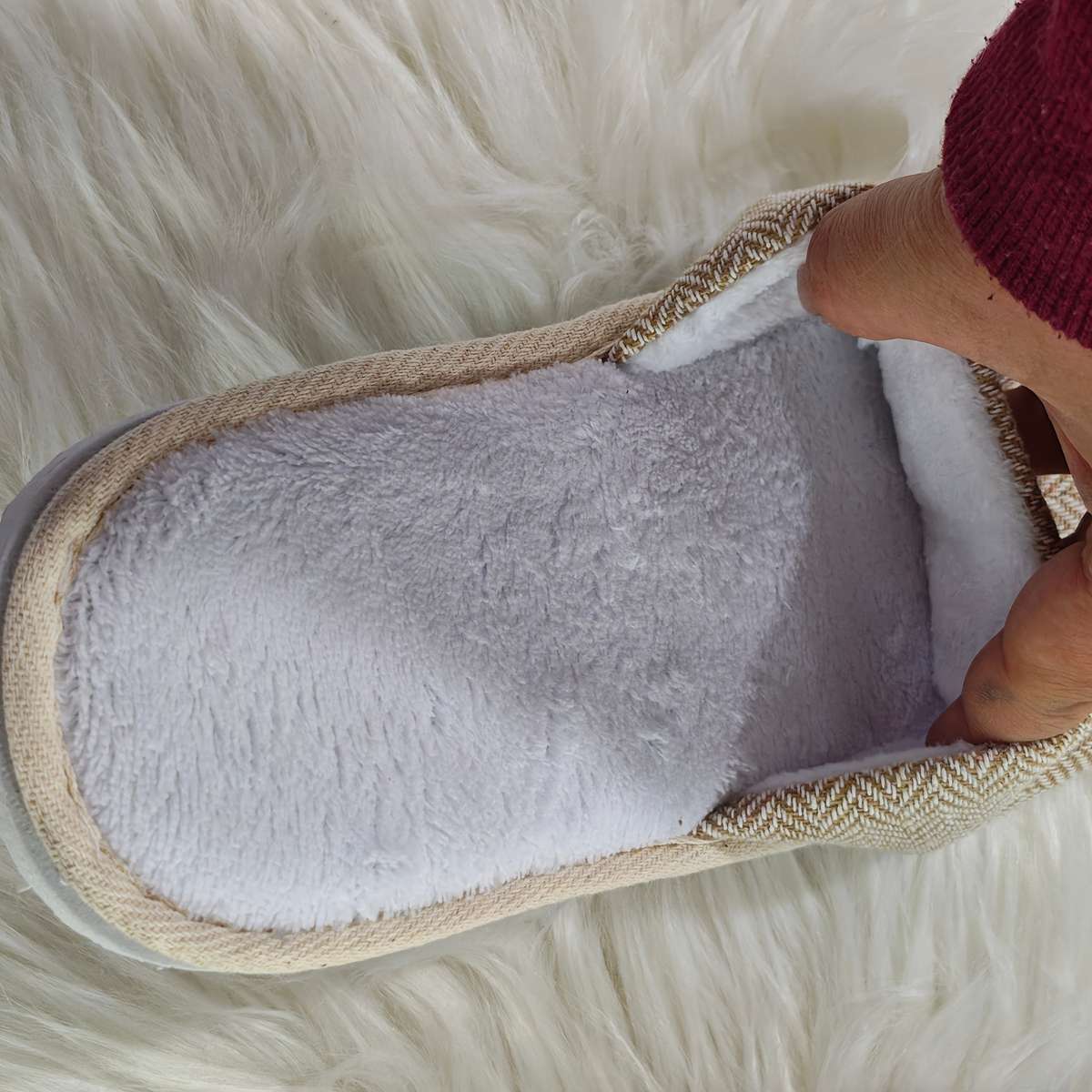 Cotton Slippers Color Brown Upper  White Sole  1 Pair Sizeuk 7