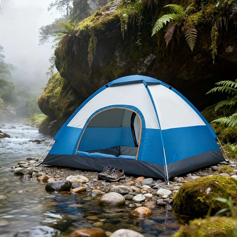 Premium Dome Shaped Matched One Room Two Door Tent Can Be Thrown Opened Co Blue