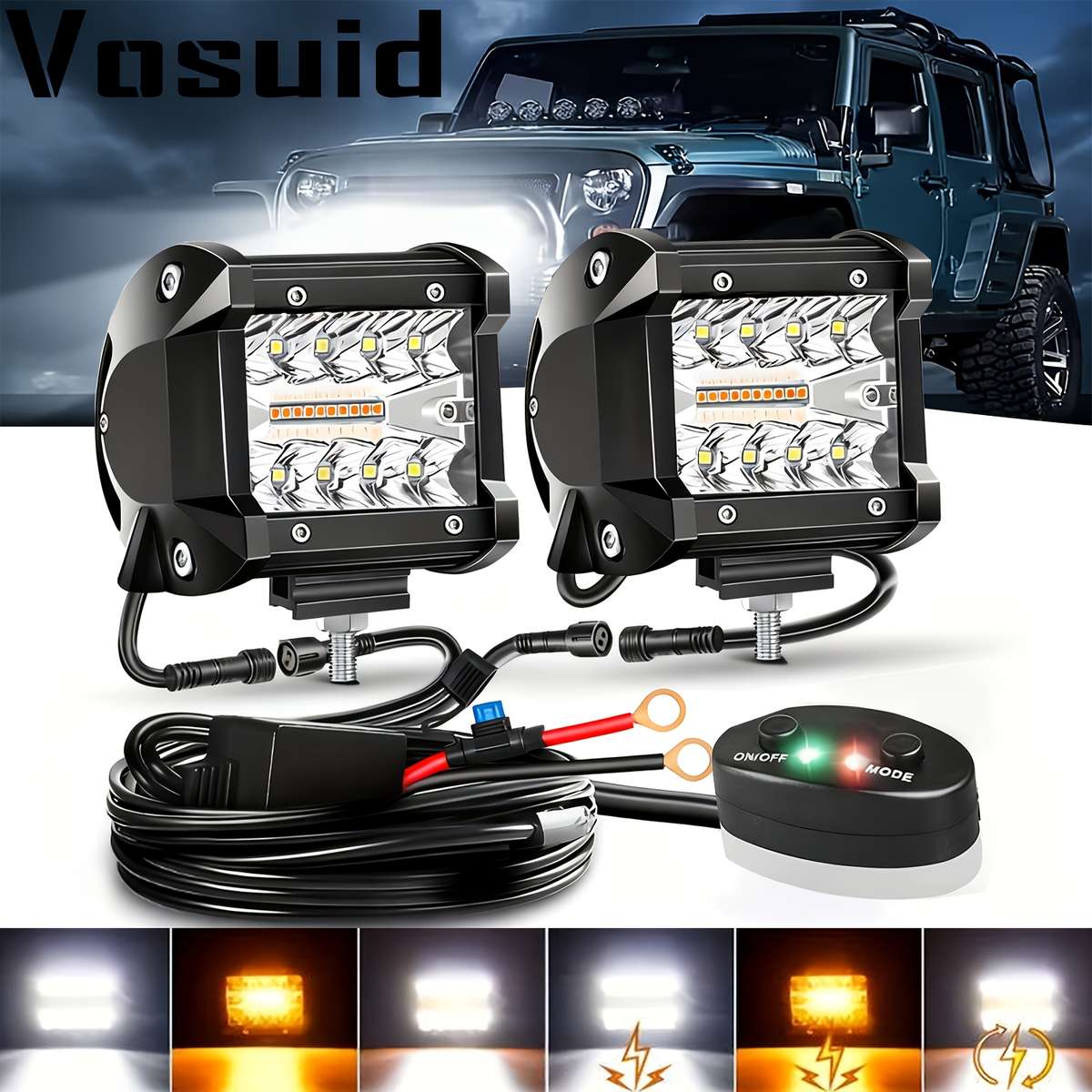 Car Lights Color 6 Modes Model 2 Pack Wire Set