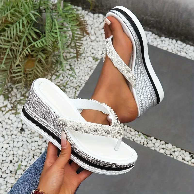 Ladies Summer Flip Flops White Uk 4