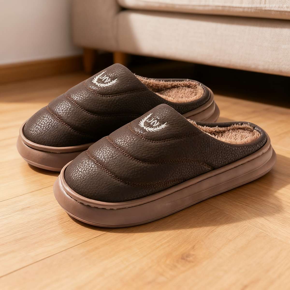 Cotton Slippers Color Coffee Brown Sizeuk 8.5-9