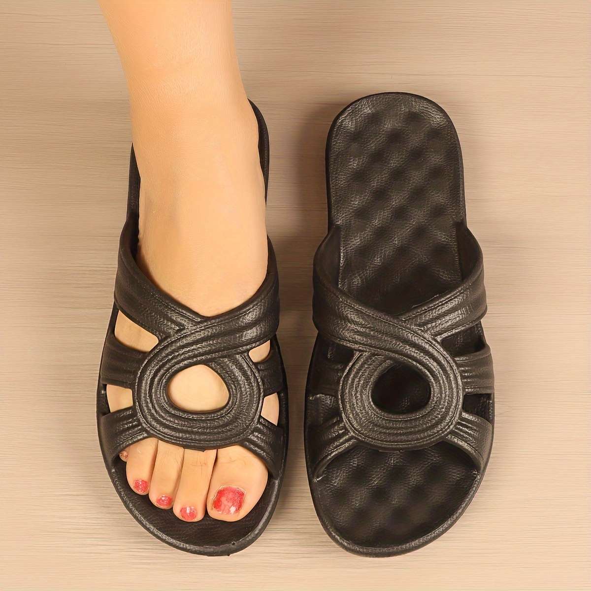 Men Slippers Summer Style Black Size Uk 5.5 To 6