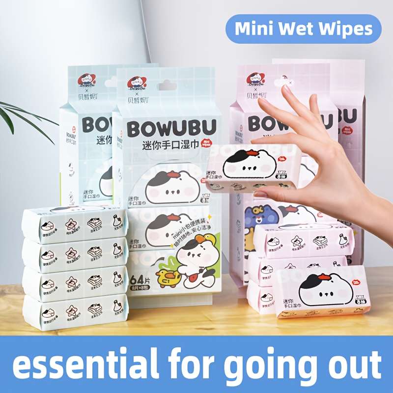Wet Wipes Color Blue Quantity8 Pieces*8 Packs*1 Bag