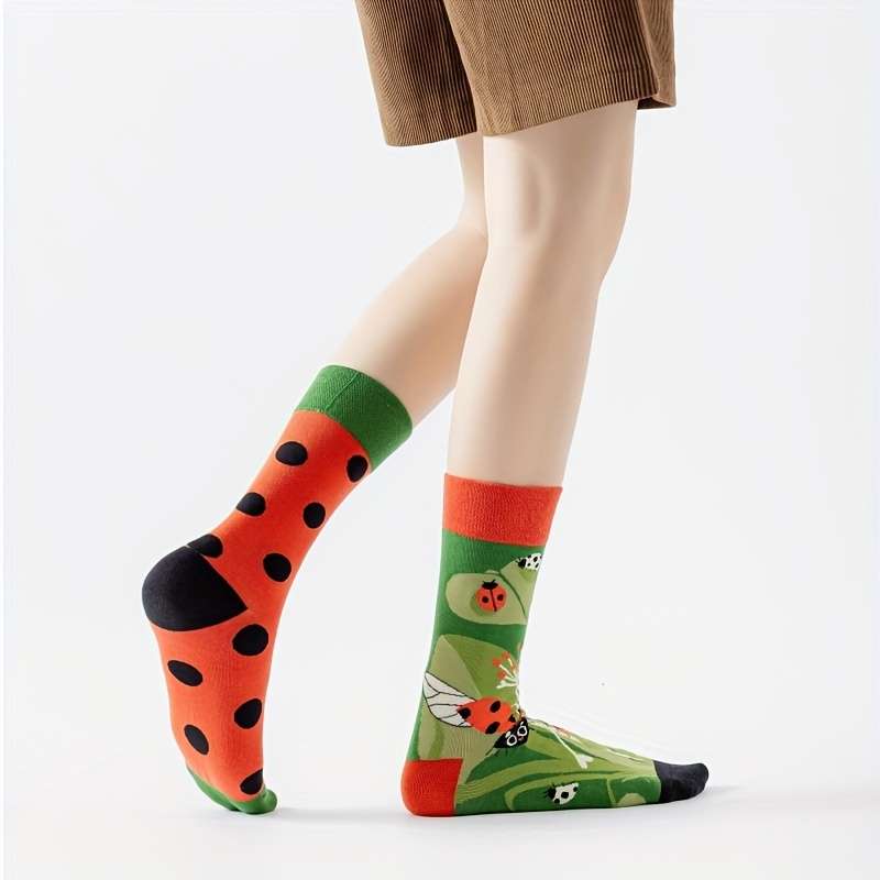 Women S Socks Color Redgreenladybug Ab1 Double Size Onesize