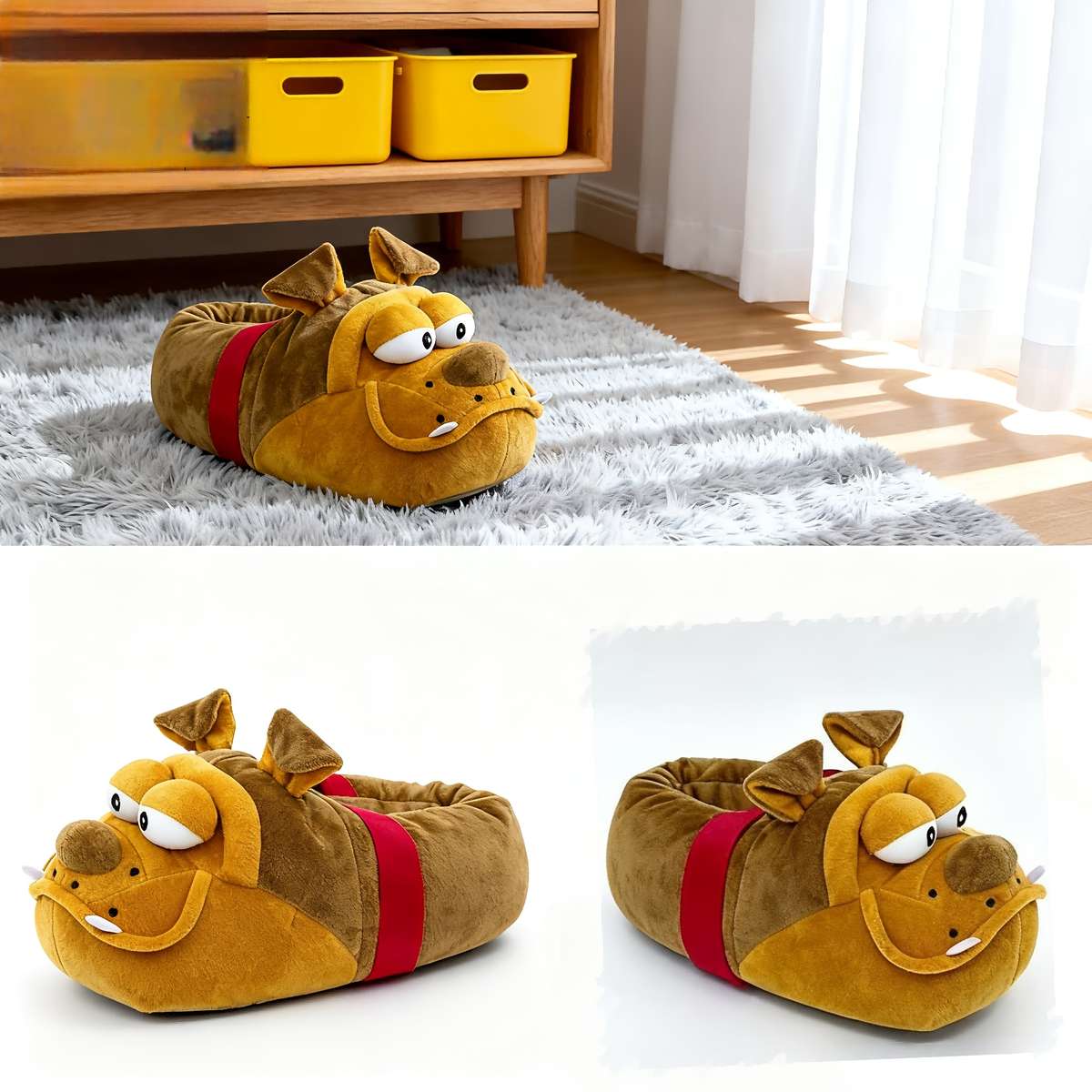 Cotton Slippers Color Yellowishbrown Sizeuk 7