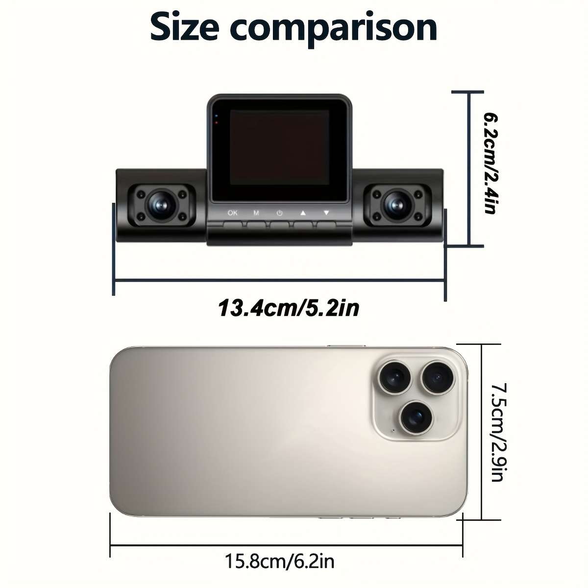 Channel Hd Dash Cam With Led Display Push Button Control Night Vision 1080P