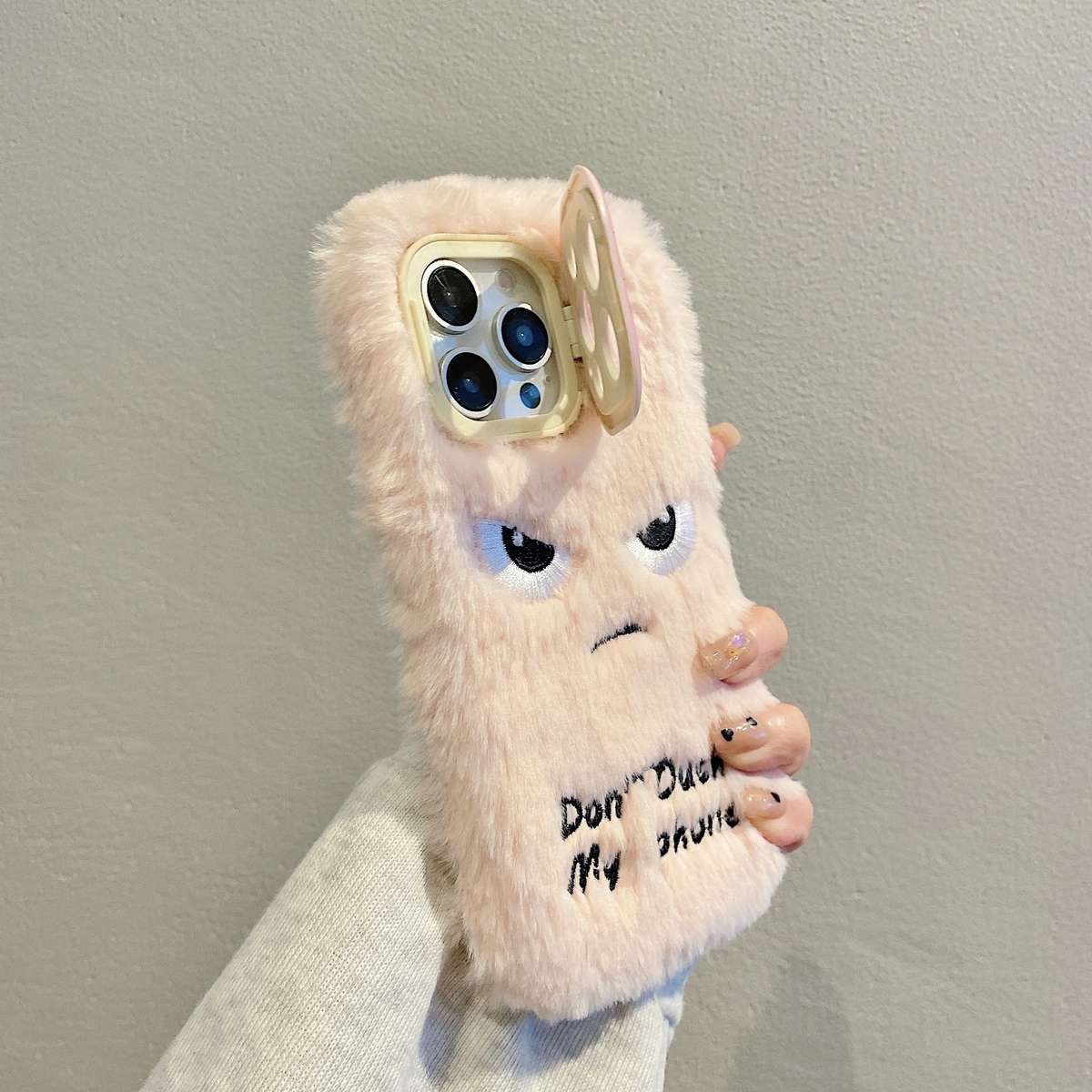 1Pc White For iPhone 11 Plush Little Monster Phone Case