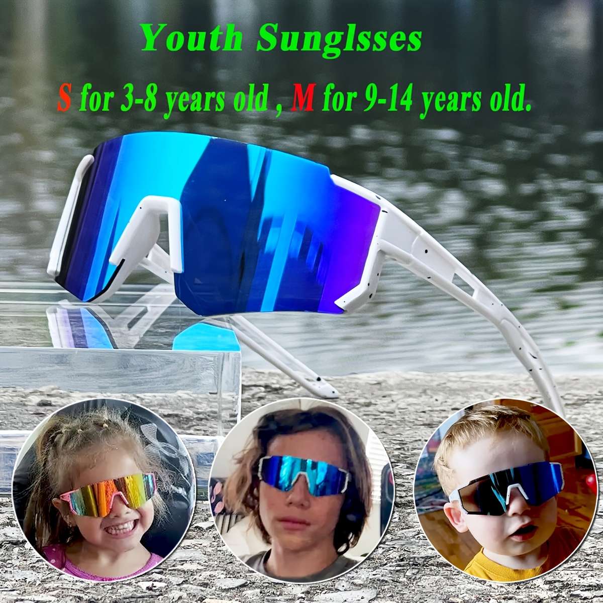 Kids Glasses Size M For 9-14 Years Old Color Black Black Blue White