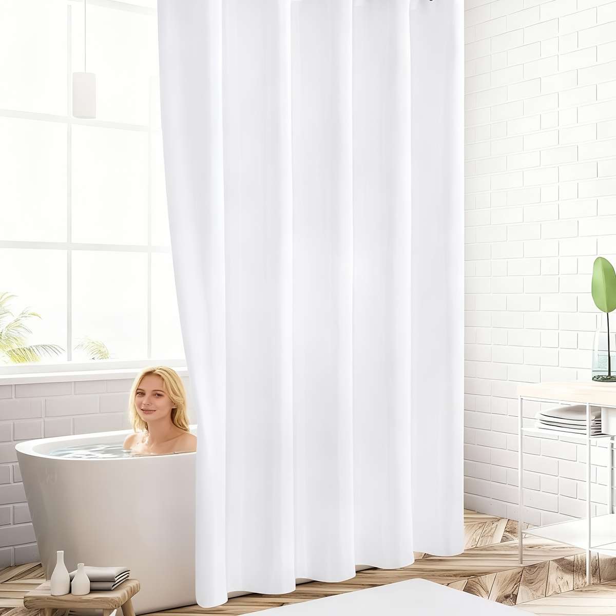 Waterproof Shower Curtain Color White