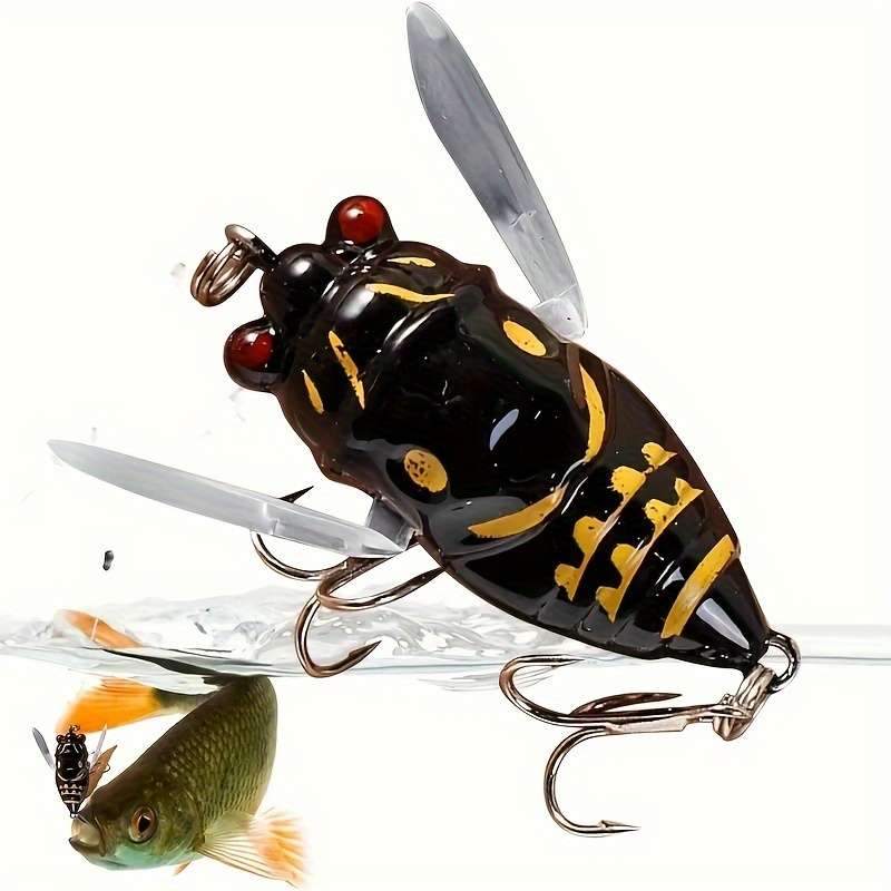 1pc 3D Eyes Cicada Fishing Lure Durable ABS Hard Bait for Freshwater Saltwater Angling